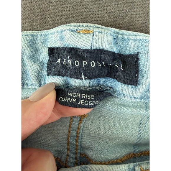 Aeropostale High Rise Curvy Jegging Jeans Womens 10 Light Wash Grunge Y2K - Picture 3 of 8